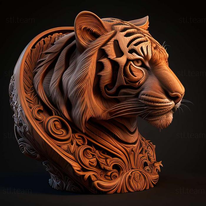 Animals tiger on carved